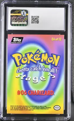 1999 Pokemon Topps Pokemon the First Movie Second Print #E6 Charizard CGC 8 - Image 2