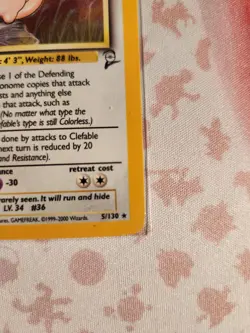 Clefable 5/130 Holo Swirl Base Set 2 Pokemon TCG - Image 5