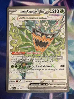 Teal Mask Ogerpon ex SVP166 Pokemon card SV black star promo cosmos holo foil NM - Image 2
