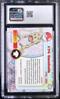 1999 Pokemon Topps Series 1 Card Number First Print #74 Geodude CGC 8 - Image 2