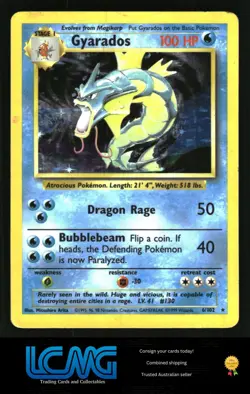Pokemon TCG Card Holo Base Set #006/102 Gyarados D2V - Image 1