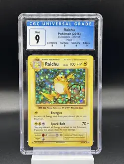 2016 XY Evolutions Raichu #36 HOLO Rare CGC 9 Slab XY Era Pokemon TCG - MINT - Image 1