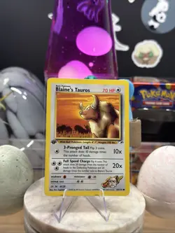 1st Edition Blaine’s Tauros 64/132 Gym Heroes Pokemon TCG 1999 WOTC LP - Image 1