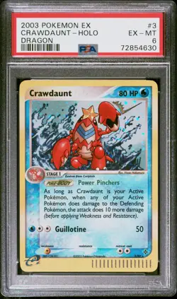 Pokemon Card Crawdaunt 3/97 Holo Foil EX Dragon PSA 6 EX-MT - Image 1
