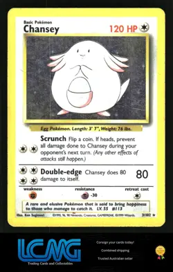 Pokemon TCG Card Holo Base Set #003/102 Chansey D2V - Image 1