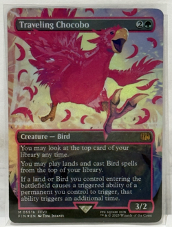 MTG English Traveling Chocobo (Borderless) (Neon Ink Pink) NM Foil - Image 2