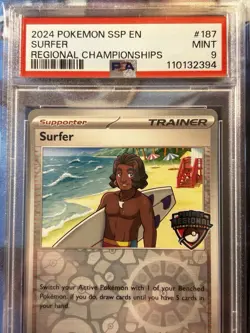 2024 PSA Mint 9 Pokemon SSP #187 Surfer Regional Championships Reverse Holo - Image 3