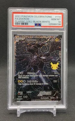 PSA 10 GEM MINT 2021 POKEMON CELEBRATIONS FULL ART ZEKROM BLACK/WHITE 114/114 - Image 1