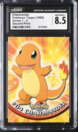 1999 Pokemon Topps Series 1 Second Print #4 Charmander CGC 8.5 - Image 1