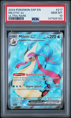 2024 POKEMON SSP EN-SURGING SPARKS ULTRA RARE #217 MILOTIC EX PSA 10 - Image 1
