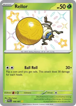 Rellor Shiny Rare 108/091 PAF (Paldean Fates) NM Pokemon Card - Image 1