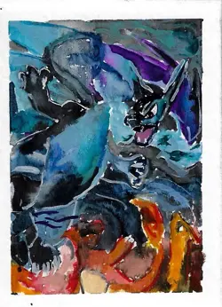 Mega Charizard X ex 125/094 Phantasmal Flames Original ACEO Art Card 1/1 - Image 1