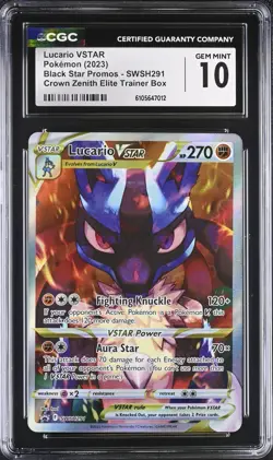 Pokemon Card CGC 10 Lucario VSTAR Crown Zenith ETB Promo SWSH291 - Image 1