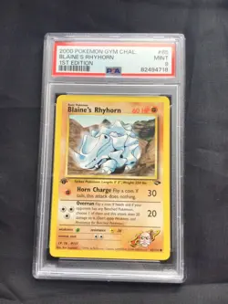 Pokemon: Gym Challenge 1st Edition Common: Blaine's Rhyhorn 65/132 PSA 9 - Image 1