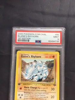 Pokemon: Gym Challenge 1st Edition Common: Blaine's Rhyhorn 65/132 PSA 9 - Image 3