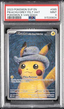 2023 POKEMON SVP EN-SV BLACK STAR PROMO #085 PIKACHU WITH GREY FELT HAT PSA 9 - Image 1