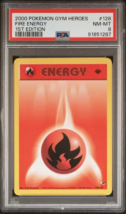 2000 POKEMON GYM HEROES 1ST ED #128 FIRE ENERGY PSA 8 - Image 1