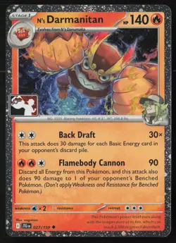 Pokemon N's Darmanitan - 027/159 Prize Pack Series 8 Cosmo Holo Pack Fresh - NM - Image 1
