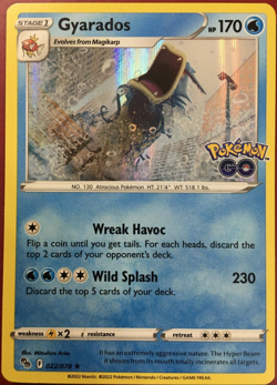 POKEMON GYARADOS 022/078 POKEMON "GO" RARE HOLO NEAR MINT - OCB - Image 1