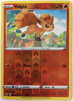 POKEMON VULPIX 022/202 SWORD & SHIELD COMMON REVERSE HOLO NEAR MINT - Image 1