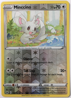 POKEMON MINCCINO 145/202 SWORD & SHIELD COMMON REVERSE HOLO NEAR MINT - Image 1