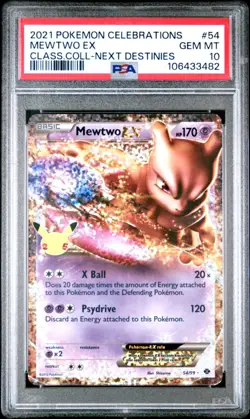 PSA 10 MEWTWO EX #54 Celebrations Classic Collection Pokemon 25th Anniversary - Image 1
