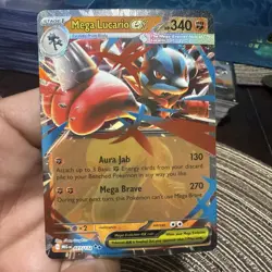 Pokemon Mega Lucario EX 077/132 ME01: Mega Evolution Double Rare Holo HP 340 En… - Image 1