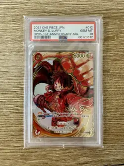 One Piece OP05 1st Anniversary Monkey D. Luffy #012 Eiichiro Oda (JAP) PSA 10 - Image 1