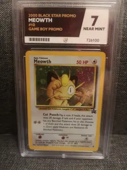 Meowth 2000 Black Star Promo Card Ace Grade 7 NM pokemon Vintage Holo card - Image 1