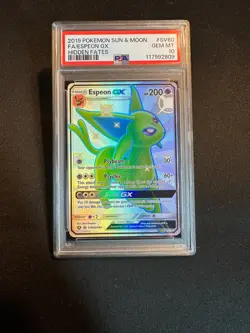 PSA 10 Espeon GX SV60/SV94 Pokemon Hidden Fates Holo Graded Card - Image 1