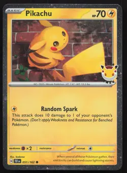 Pikachu 051/162 Cosmos Holo 2026 Pokemon Day 30th Anniversary Stamp - NM - Image 1