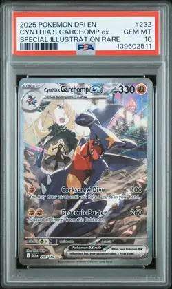 2025 POKEMON DRI EN-DESTINED RIVALS #232 CYNTHIA'S GARCHOMP EX PSA 10 - Image 1