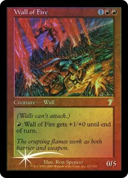 7th Edition MTG FOIL Wall of Fire Magic - Image 1