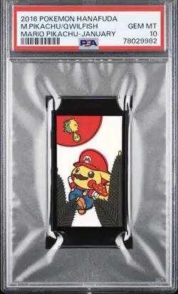 2016 Pokemon Hanafuda Mario Pikachu: Pikachu/Qwilfish - January | PSA 10 GEM MT - Image 1