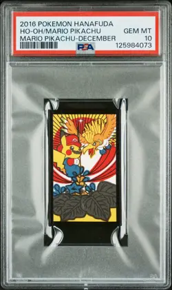 2016 POKEMON HANAFUDA MARIO PIKACHU DECEMBER HO-OH/MARIO PIKACHU PSA 10 - Image 1
