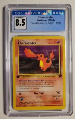 CGC 8.5 Charmander Team Rocket 1st Edition Common Pokemon 50/82 NM/Mint+ - Image 1
