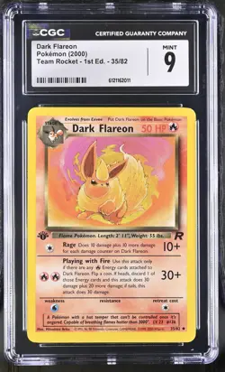 CGC 9 MINT Dark Flareon Team Rocket 1st Edition 35/82 Pokemon Card - Image 1