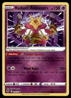 2022 Sword & Shield - Silver Tempest Radiant Alakazam Basic/Radiant Rare #59 - Image 1