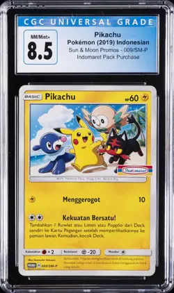 2019 POKEMON INDONESIAN SUN & MOON PROMOS #009/SM-P PIKACHU CGC 8.5 - Image 1