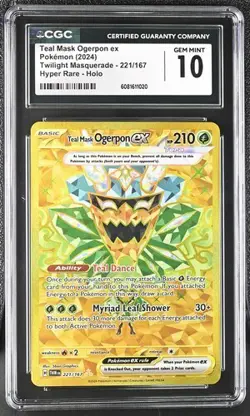 CGC Gem Mint 10: Teal Mask Ogerpon EX (221/167) Pokemon Twilight Masquerade (EN) - Image 1