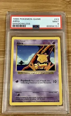 Pokemon Card Abra 43/102 Shadowless Base Set 1999 PSA 9 MINT - Image 1