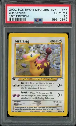 PSA 10 Girafarig 1st Edition Neo Destiny 66/105 Pokemon Card - Image 1