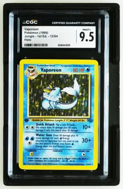 POKEMON 1999 JUNGLE *1ST EDITION* VAPOREON CGC 9.5 MINT+ HOLO - Image 1