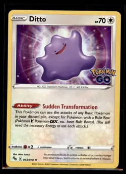 Pokemon TCG: Ditto Holo Rare Pokemon GO 053/078 NM - Image 1