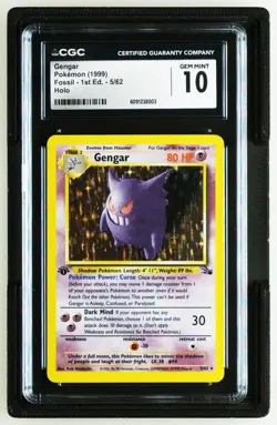 Pokemon Gengar Fossil 1st Edition Holo Rare #5 CGC 10 Gem Mint - Image 1