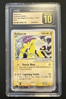 CGC Pristine 10 Raikou ex 92/95 EX Team Magma vs Aqua Holo Pokemon Card - Image 1