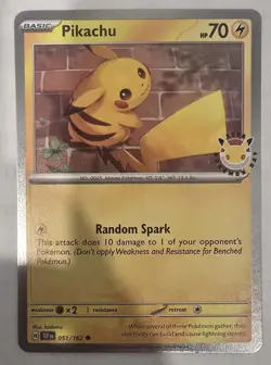 Pikachu - 051 /162 - Stamped 2026 Pokemon Day 30 Promo - TCG - Cosmo Holo - Image 1