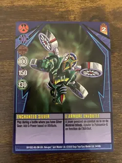 Bakugan Series 13 - 34/48B Blue Ability Card - Enchanted Silver - Image 1
