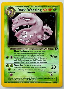 Pokemon TCG Dark Weezing Team Rocket 14/82 Holo Unlimited Rare Card - Image 1