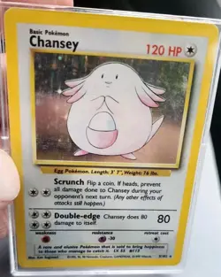 Pokemon Chansey Holo Rare TCG Card Base Set Unlimited 3/102 Holo LP - Image 1